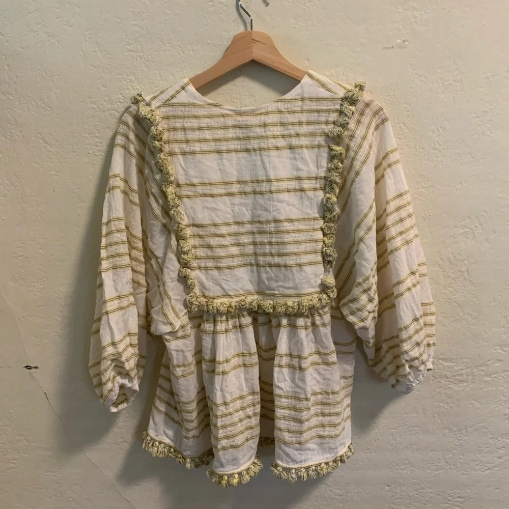 Zimmermann White And Yellow Tassel Blouse 1/Small - Picture 6 of 7